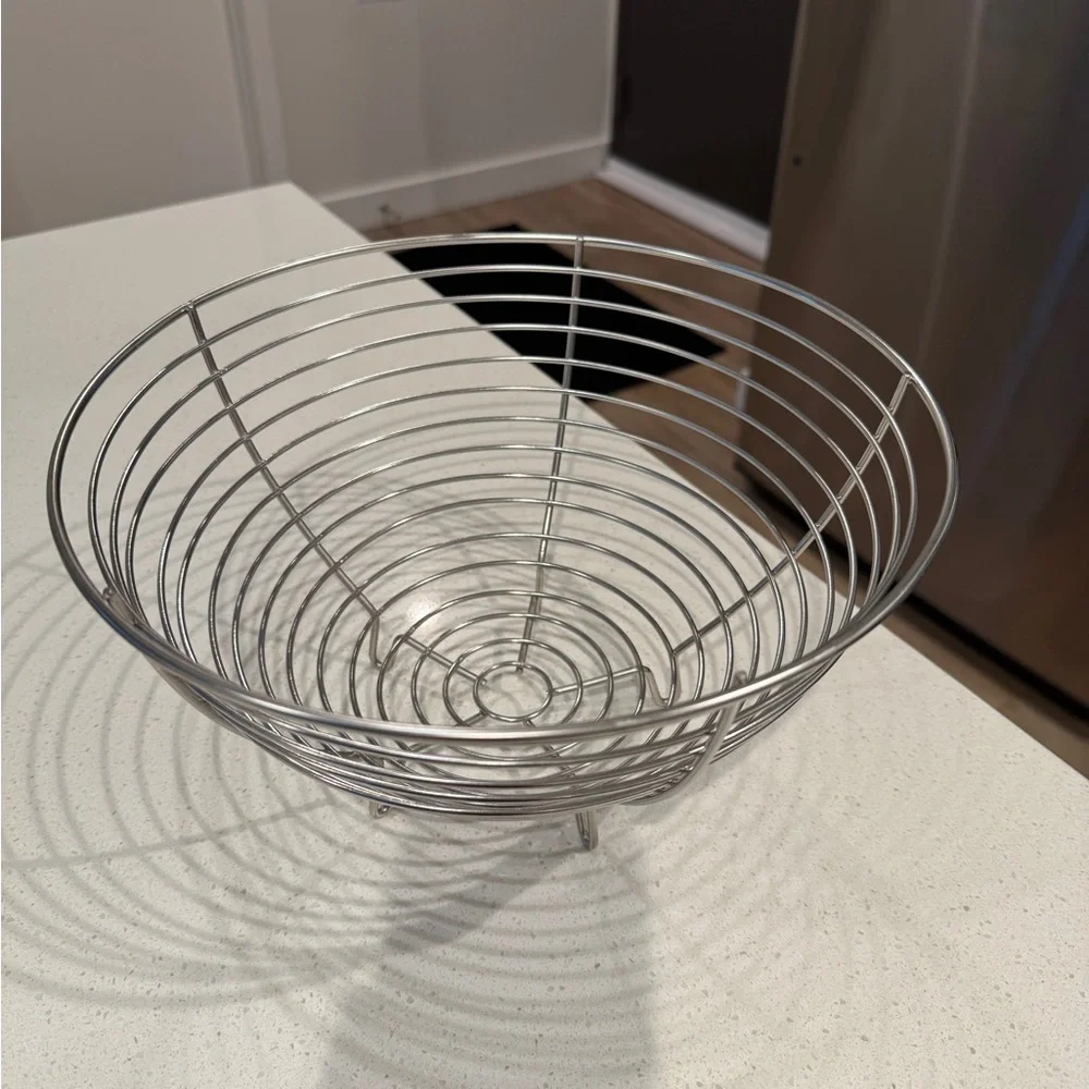 Crate&Barrel Stainless Wire Fruit Basket